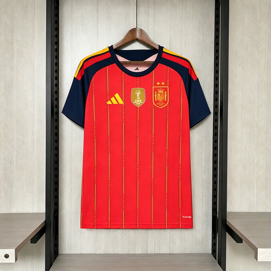 Men's Spain 2026 Home Jersey (2 Stars) - World Champion Patch Incl